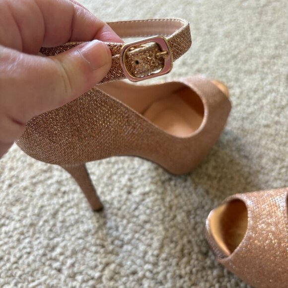 Dream Pairs Rose Gold High Heel Pumps | Size 6 | 5-Inch Heel | Ankle Strap - Picture 7 of 11